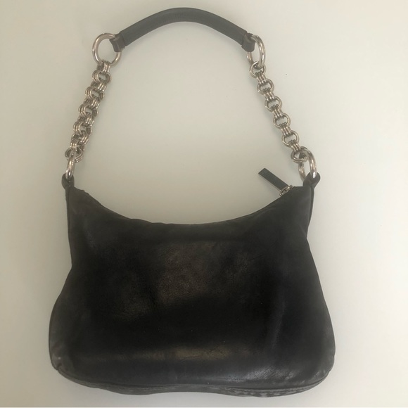 Prada Black Suede Shoulder Purse with Chrome Chain - Picture 6 of 13